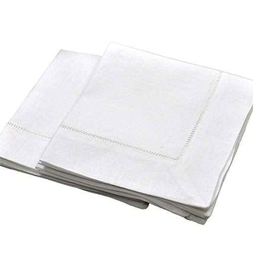 Bumblebee Linens White Linen Hemstitched Tea Napkins Set of 6 12" X 12" Hem Stitch Cloth Napkin - Image 5
