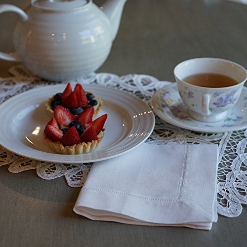 Bumblebee Linens White Linen Hemstitched Tea Napkins Set of 6 12" X 12" Hem Stitch Cloth Napkin - Image 3