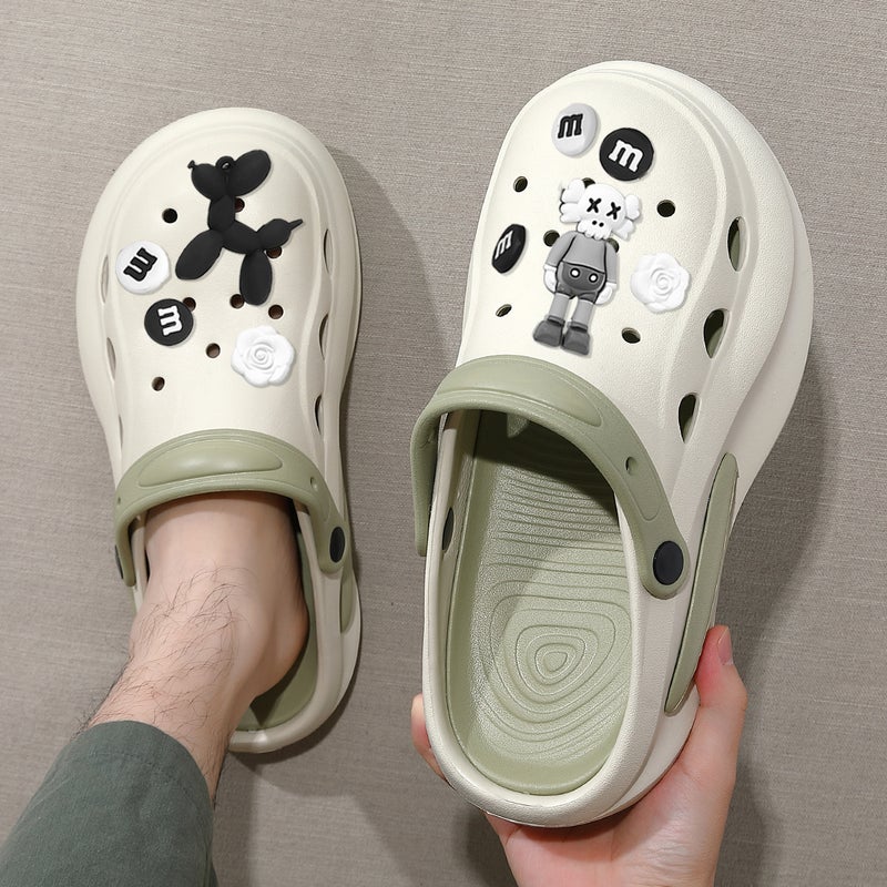 Croc Shoes Women's Non-Slip Eva Sandals Outer Wear Beach Sandals Breathable Thick-Soled Toe-Cap Slippers Men's Summer - Image 3