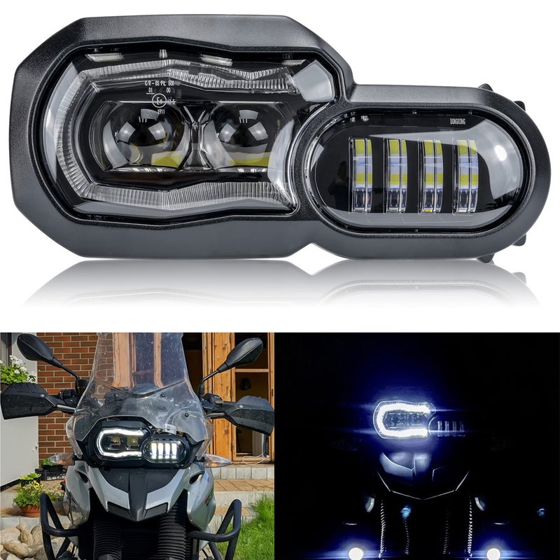 مجموعة مصابيح LED الأمامية SAUTVS لمصباح الرأس F800GS معتمد من EMark مع شعاع عالي ومنخفض DRL لملحقات BMW F800GS F800R F700GS F650GS