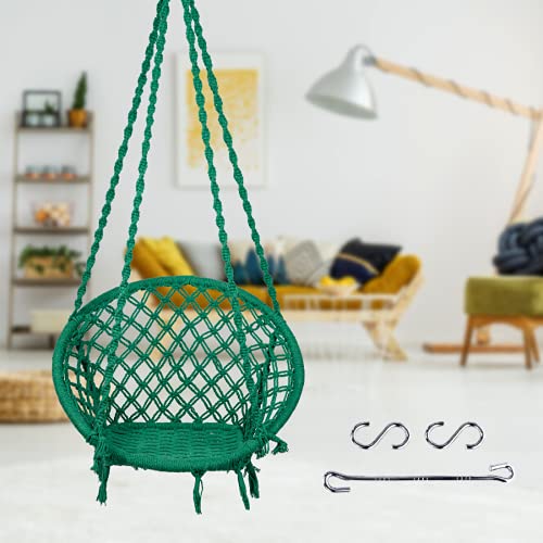 Swingzy Cotton Netted Rope Hanging Swing Chair for Adults & Kids/Swing for Balcony/Outdoor Swing Chair/Hammock Swing for Home, Patio, Garden, Indoor/Balcony Hanging Chair (120 Kg Capacity, Green) - Image 1