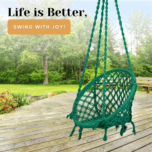 Swingzy Cotton Netted Rope Hanging Swing Chair for Adults & Kids/Swing for Balcony/Outdoor Swing Chair/Hammock Swing for Home, Patio, Garden, Indoor/Balcony Hanging Chair (120 Kg Capacity, Green) - Image 2