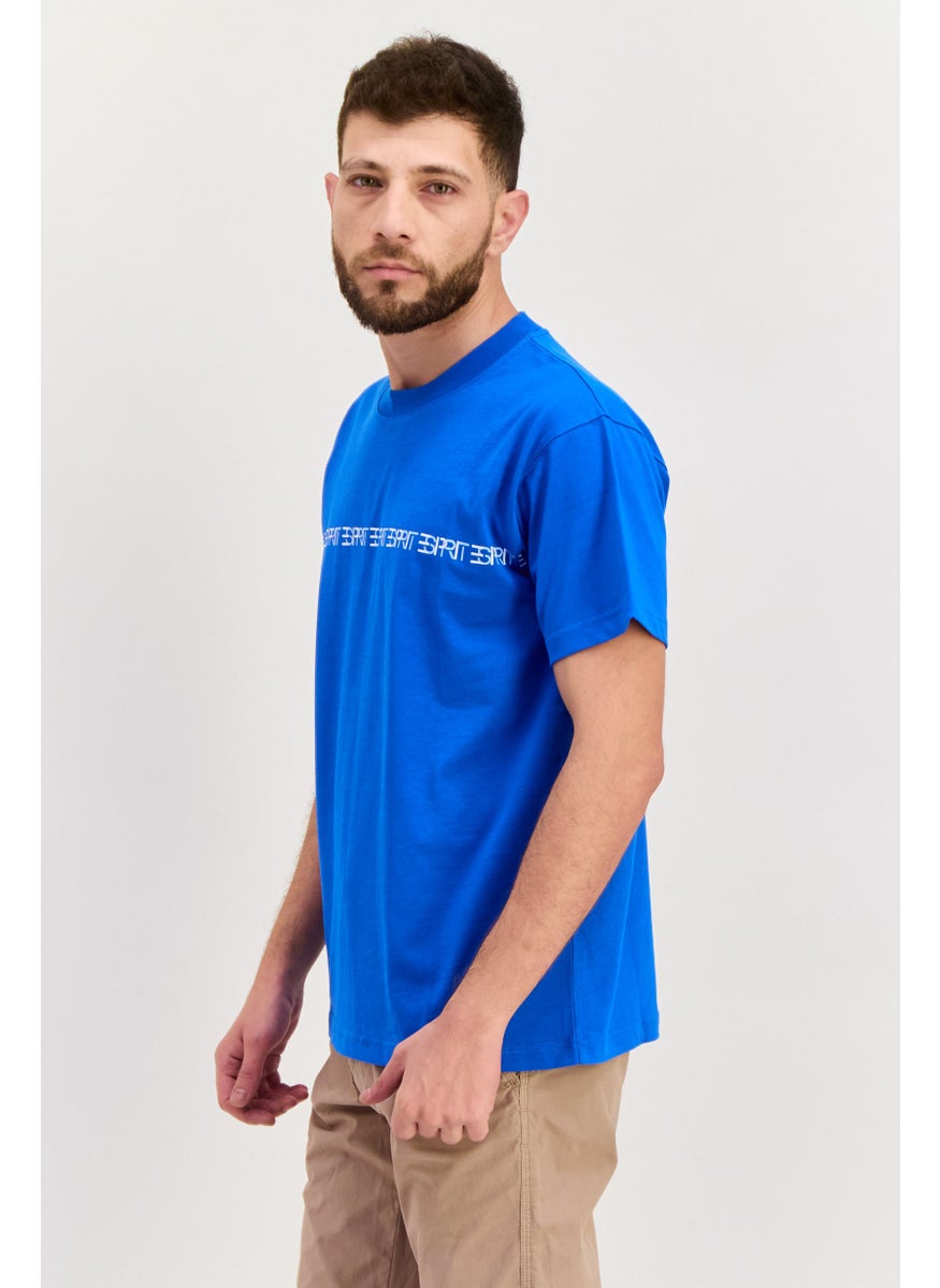 ESPRIT - Men Crew Neck Short Sleeves Brand Logo T-Shirt, Blue - Image 1