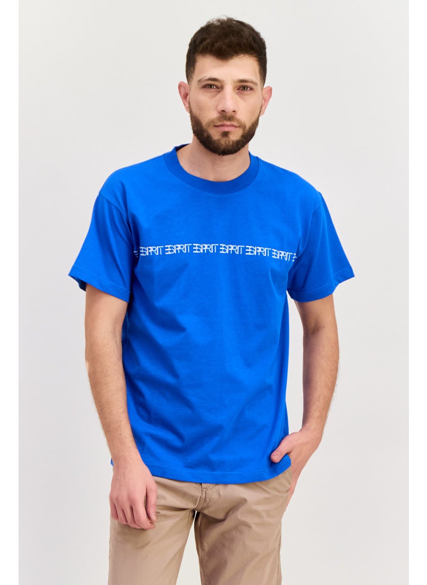 ESPRIT - Men Crew Neck Short Sleeves Brand Logo T-Shirt, Blue - Image 1