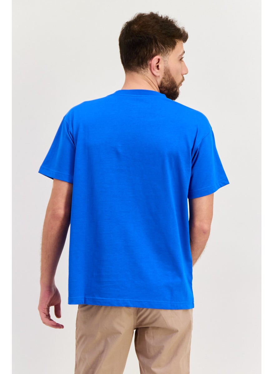 ESPRIT - Men Crew Neck Short Sleeves Brand Logo T-Shirt, Blue - Image 1