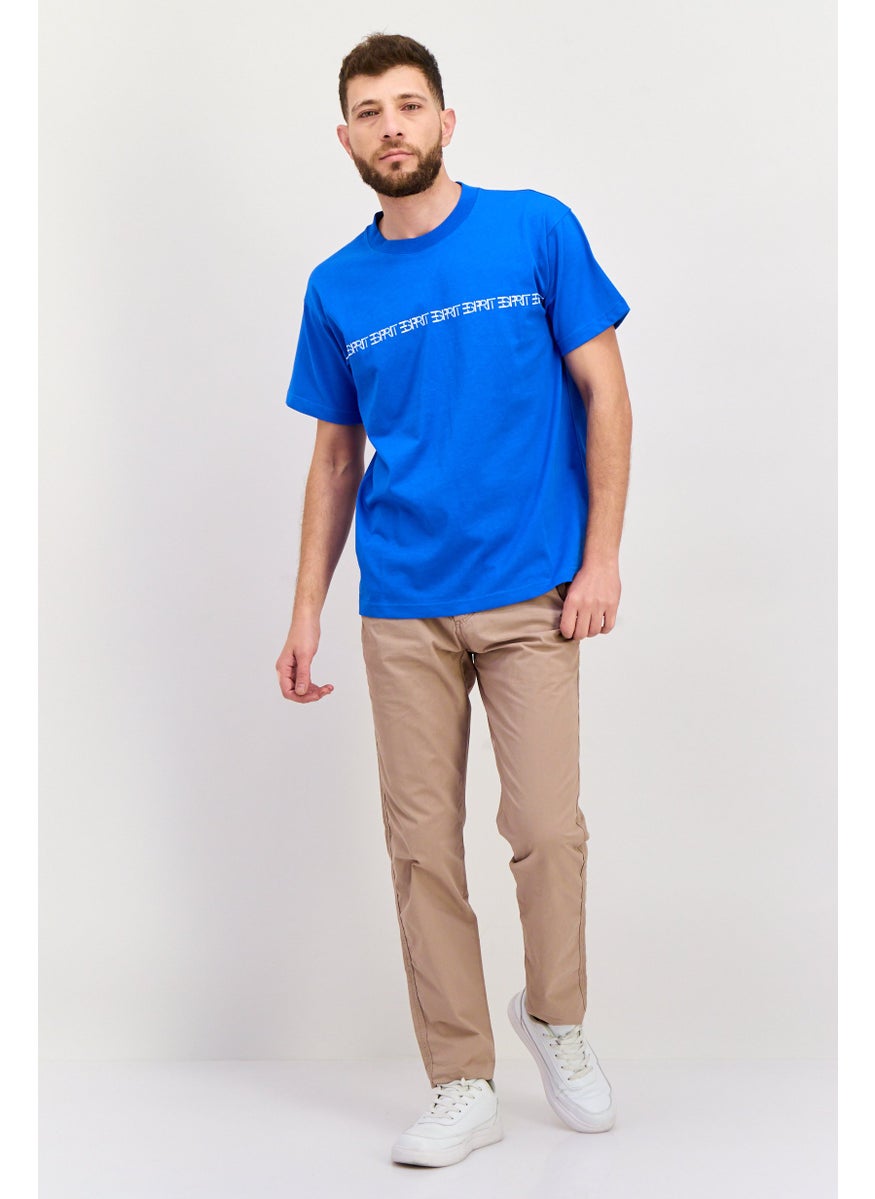 ESPRIT - Men Crew Neck Short Sleeves Brand Logo T-Shirt, Blue - Image 1
