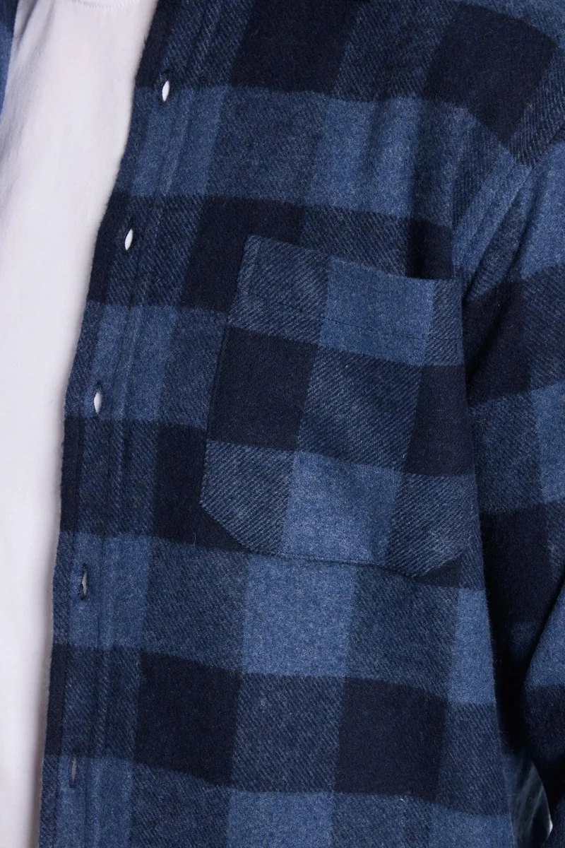تودورس Men's Classic Fit Regular Cut Lumberjack Single Pocket Checkered Winter Shirt