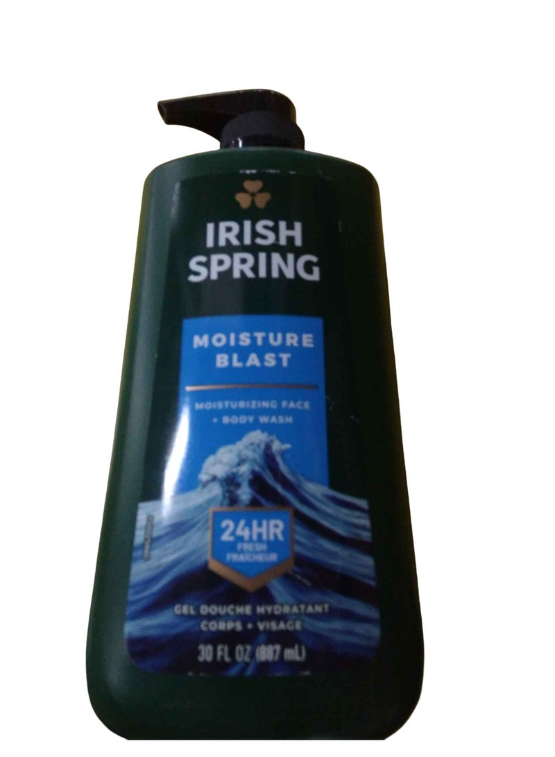Irish Spring Mens Body Wash, Moisture Blast Body Wash for Men, Feel Fresh All Day, 30 Oz Pump Bottle
