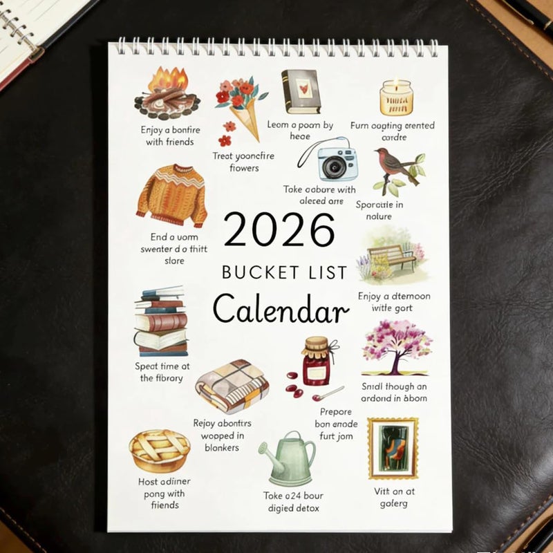 2026 Bucket List Calendar, Goal Setting Wall Calendar, including monthly bucket list activities, inspirational artworks, and seasonal adventures for family office organization and mindfulness living - Image 4