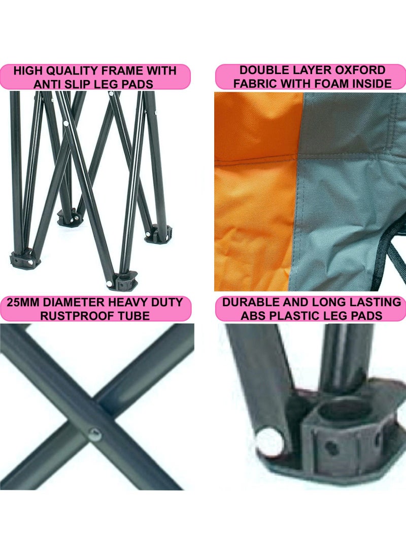 HEXAR كرسي شاطئ قابل للطي ومتين للتخييم مع حقيبة حمل للبالغين، كرسي تخييم خفيف الوزن قابل للطي للتخييم في الهواء الطلق والسفر على الشاطئ والنزهات والمشي لمسافات طويلة - كبير (أزرق) - Image 2