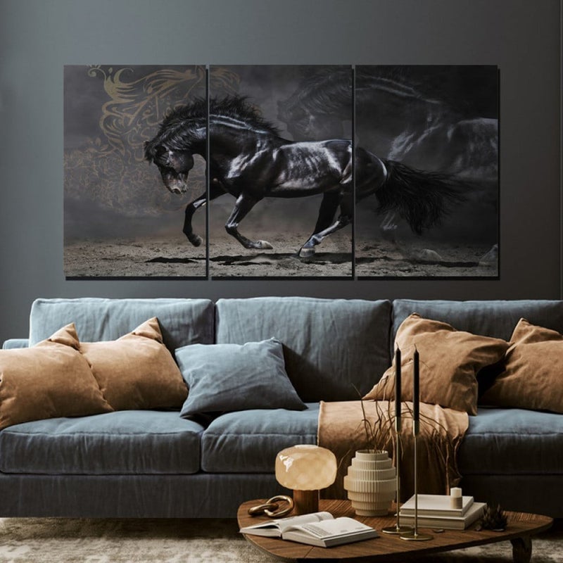 ماركتنا ثلاث لوحات قماشية فخمة بتصميم مودرن مع برواز مجوف مقاس (150×70) ثلاث قطع - Image 1