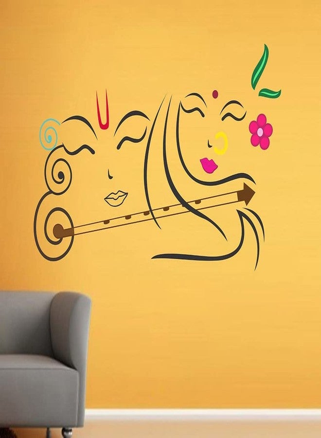 Byteon 'Krishna and Radha' Wall Sticker (Vinyl, 49 cm x 4 cm x 4 cm)