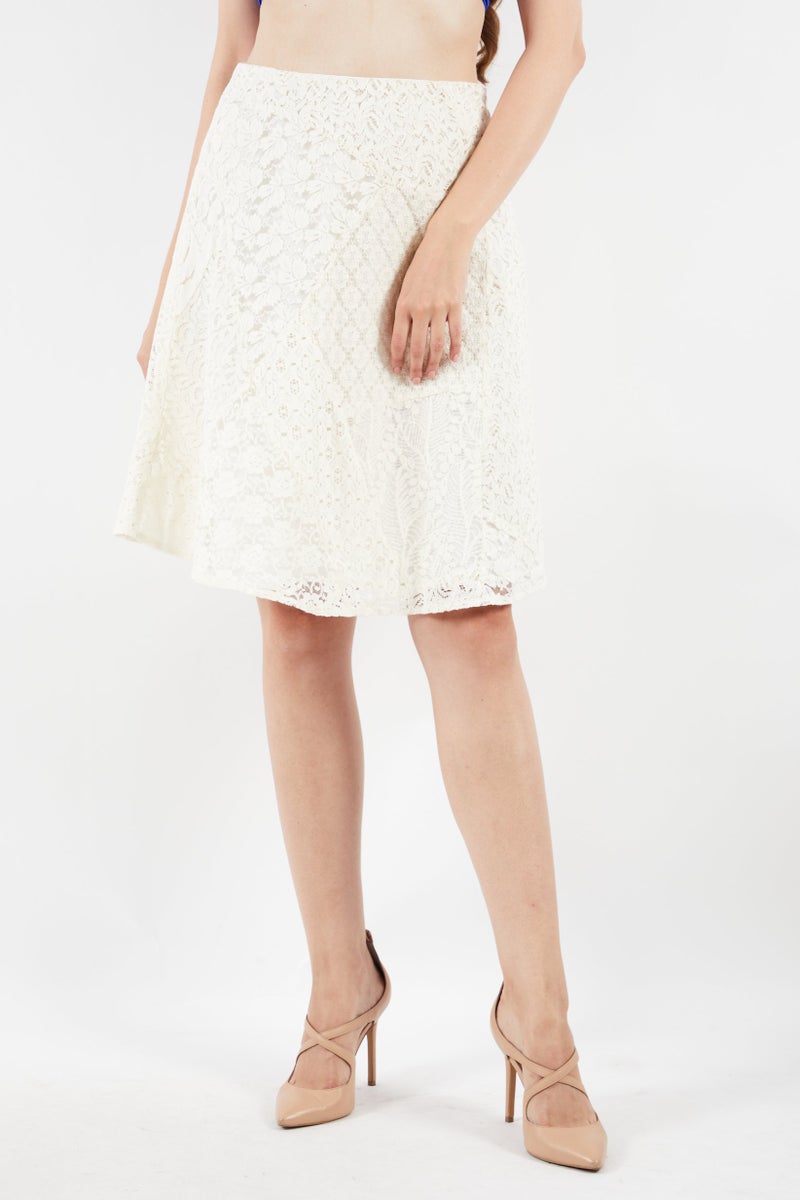 Lauren by Ralph Lauren Women Lace Mini Skirt, Cream  - Image 1