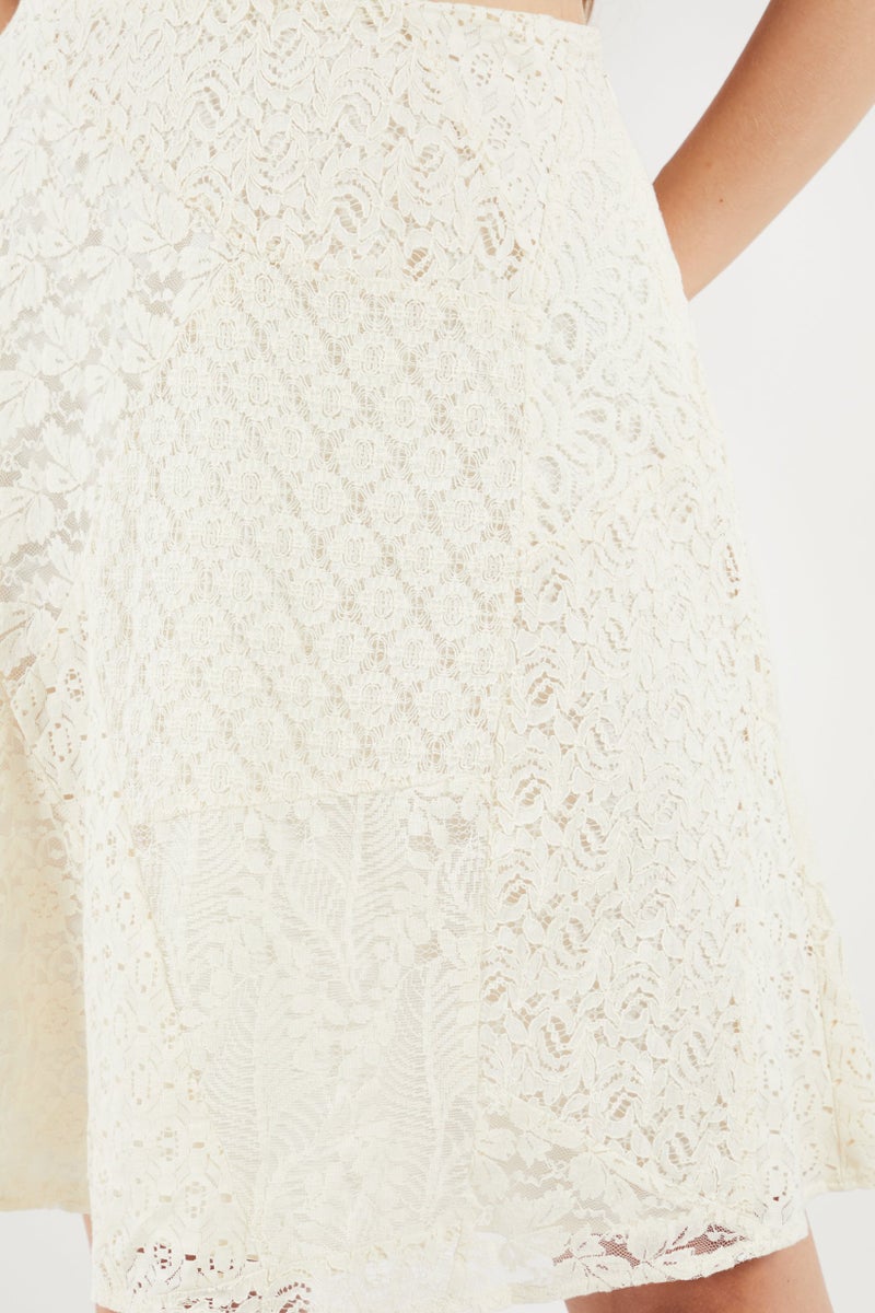 Lauren by Ralph Lauren Women Lace Mini Skirt, Cream  - Image 4