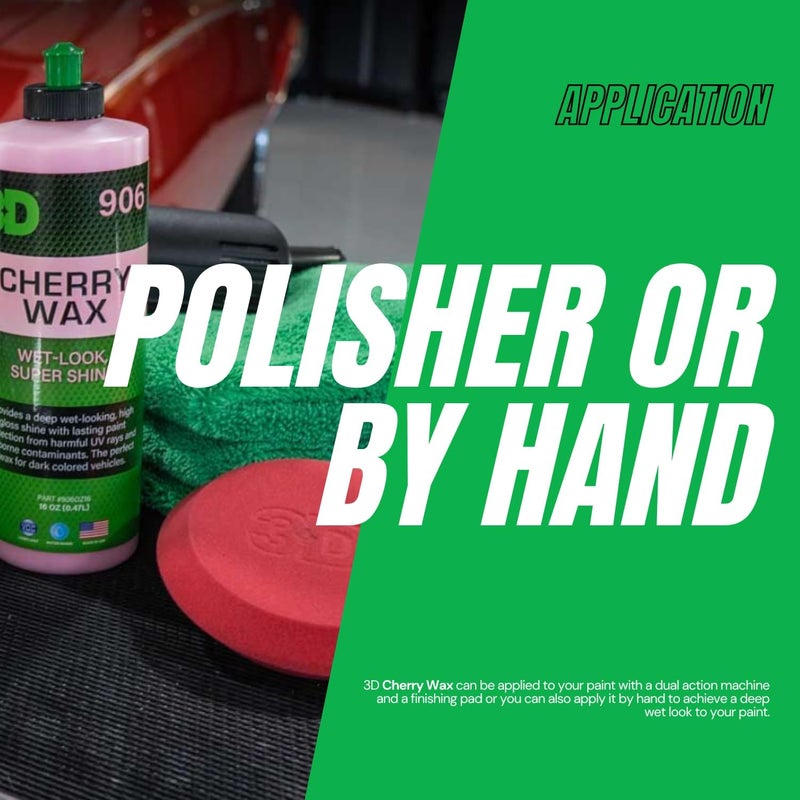 3D Cherry Wax - 16oz - Deep Gloss, Wet Look Car Wax - Easy Hand Application - Long Lasting UV Paint Protection from Fall Out & Sunlight - Great for Dark Paint Colors on Cars, RVs, Boats, Motorcycles Globally spread simple design - Image 5