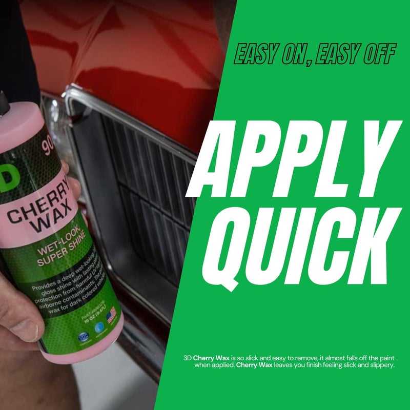 3D Cherry Wax - 16oz - Deep Gloss, Wet Look Car Wax - Easy Hand Application - Long Lasting UV Paint Protection from Fall Out & Sunlight - Great for Dark Paint Colors on Cars, RVs, Boats, Motorcycles Globally spread simple design - Image 2