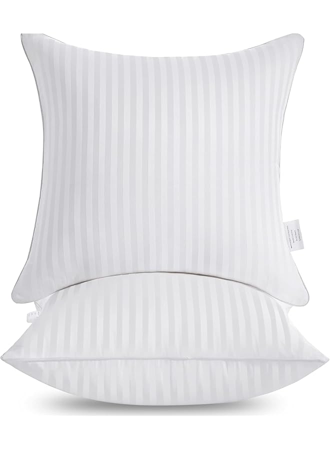 The Bros Throw Pillow Cushion, Decorative Firm and Fluffy Square Pillows for Bed & Sofa, Super Soft Bedding Cushion, Cotton Cover White Cushion with Down Alternative Pack of 2 - Image 1