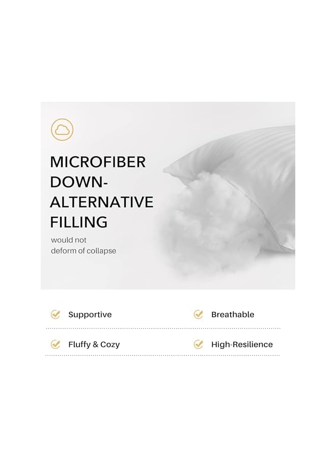 The Bros Throw Pillow Cushion, Decorative Firm and Fluffy Square Pillows for Bed & Sofa, Super Soft Bedding Cushion, Cotton Cover White Cushion with Down Alternative Pack of 2 - Image 4