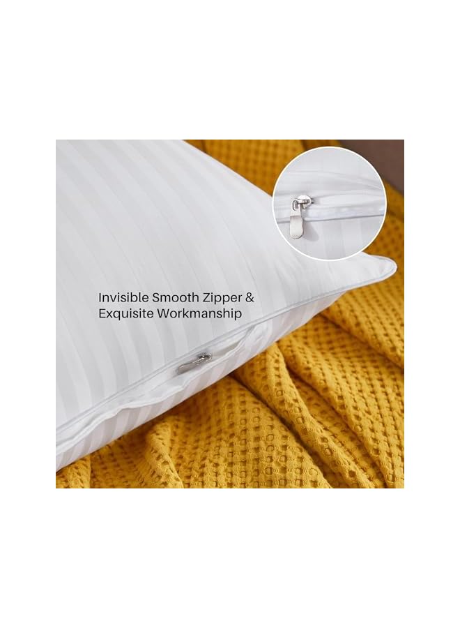 The Bros Throw Pillow Cushion, Decorative Firm and Fluffy Square Pillows for Bed & Sofa, Super Soft Bedding Cushion, Cotton Cover White Cushion with Down Alternative Pack of 2 - Image 5