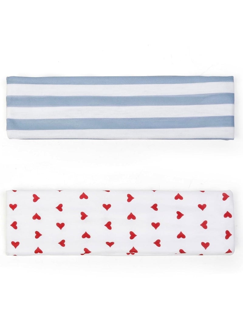 6 PCS Fashion Women's Headbands for Short Hair Non Slip Elastic Floral Hairbands, Soft Fabric Thick Stripe Head Bands for Girls, Valentine's Day Heart Headbands - Image 4
