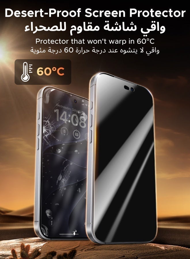 Ugreen 2 Pack for iPhone 18 Pro Max Privacy Screen Protector, Easy One-Pull Installation, Top 28° Anti-Spy, Data Protection, Full-Coverage Protection, UltraFit Tray, 9H Tempered Glass black - Image 5