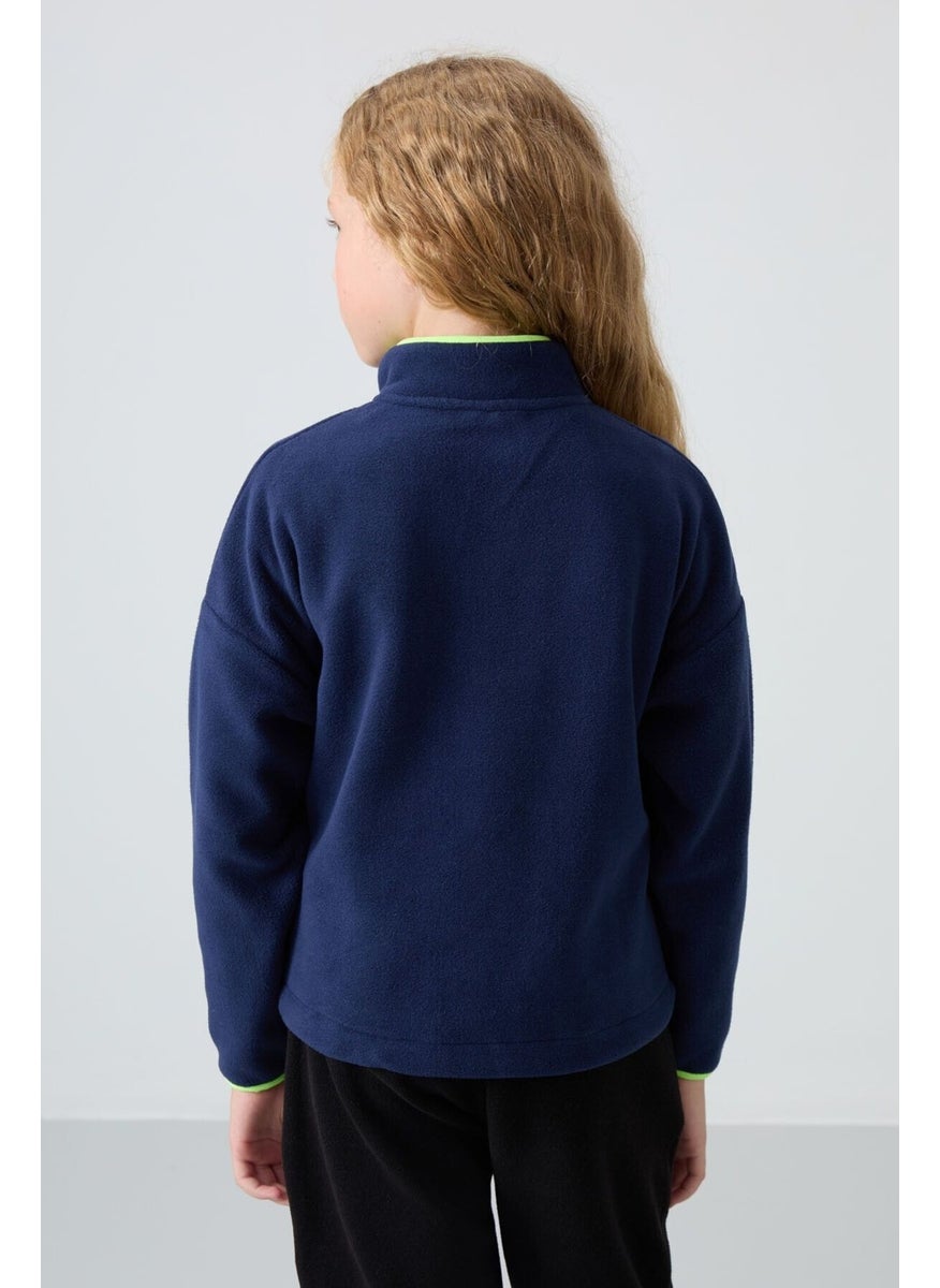 Tommy Life - Indigo Thick Soft Texture Standard Fit Embroidered Polar Fleece Girls Sweatshirt - 75151 - Image 1