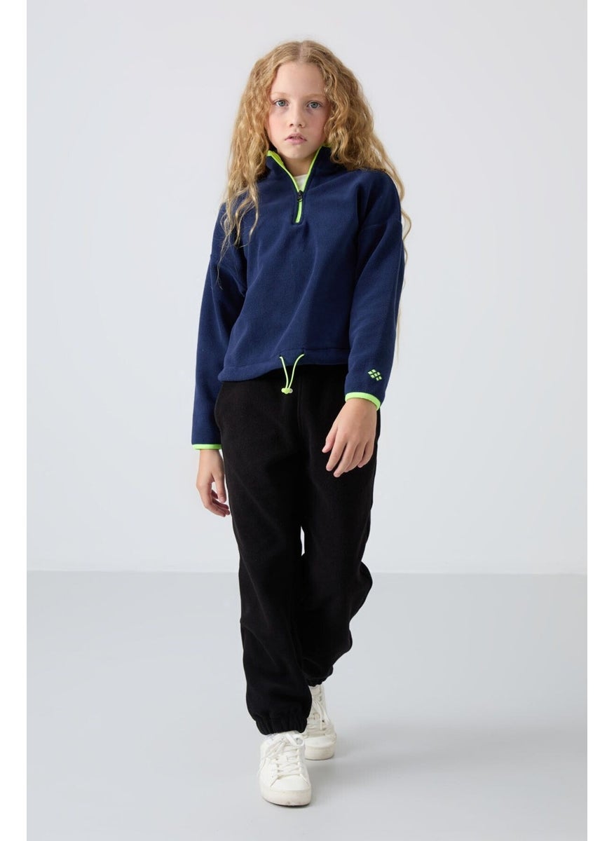 Tommy Life - Indigo Thick Soft Texture Standard Fit Embroidered Polar Fleece Girls Sweatshirt - 75151 - Image 1