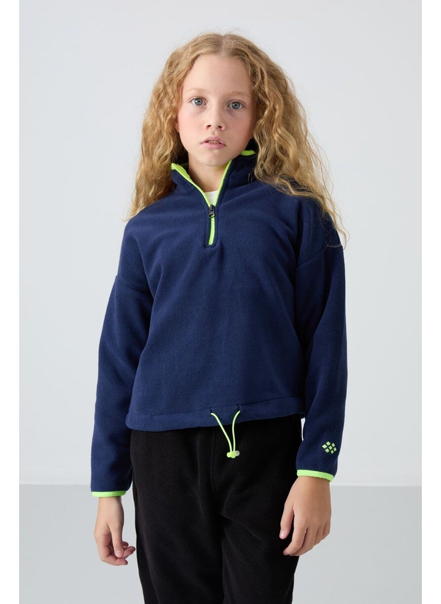 Tommy Life - Indigo Thick Soft Texture Standard Fit Embroidered Polar Fleece Girls Sweatshirt - 75151 - Image 1