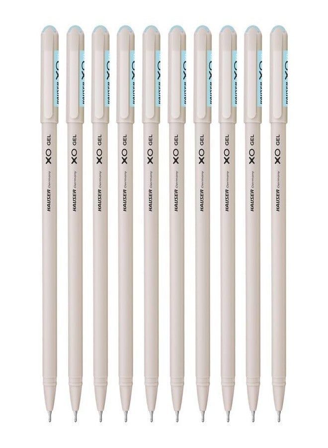 Hauser XO Gel Pen Blister Pack | Sleek Body & Minimalistic Design With Matt Finish | Solid Body Type, Low Viscosity Ink | Ultra Durable Tip | Blue Ink, Pack of 10 Pens - Image 2