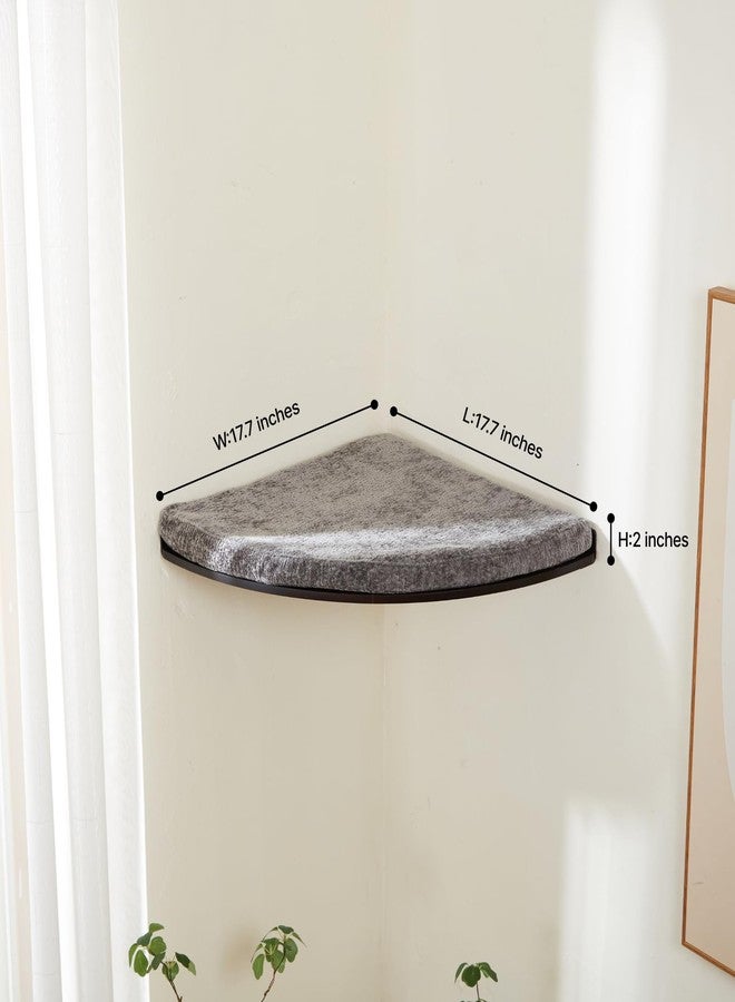 LIORCE Wall Mounted Corner Cat Bed - Cat Shelf with Comfortable Cushion - Minimalistic Cats Furniture for Indoor Cats - Climbing Perch for Wall, Walnut - Image 5