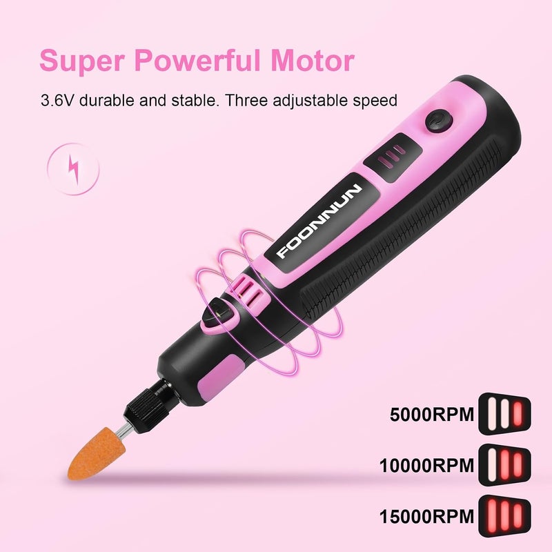 Rotary Tool Kit, Mini Cordless Rotary Tool Set, Cordless DIY Electric Sanding Tool, 3 Speed Variable, 3.6 Volt, with 50 Pieces of Accessories for Sanding, Engraving, Polishing and DIY - Image 5