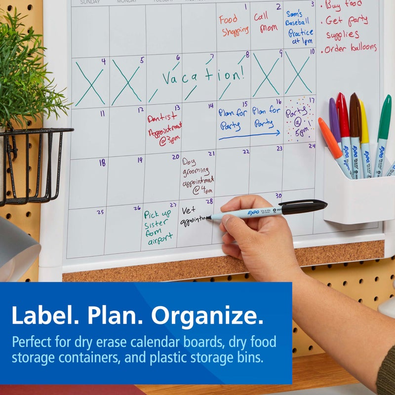 EXPO Vis-a-Vis Wet Erase Marker Set, Fine Tip, Assorted Colors, 8 Count - Image 2