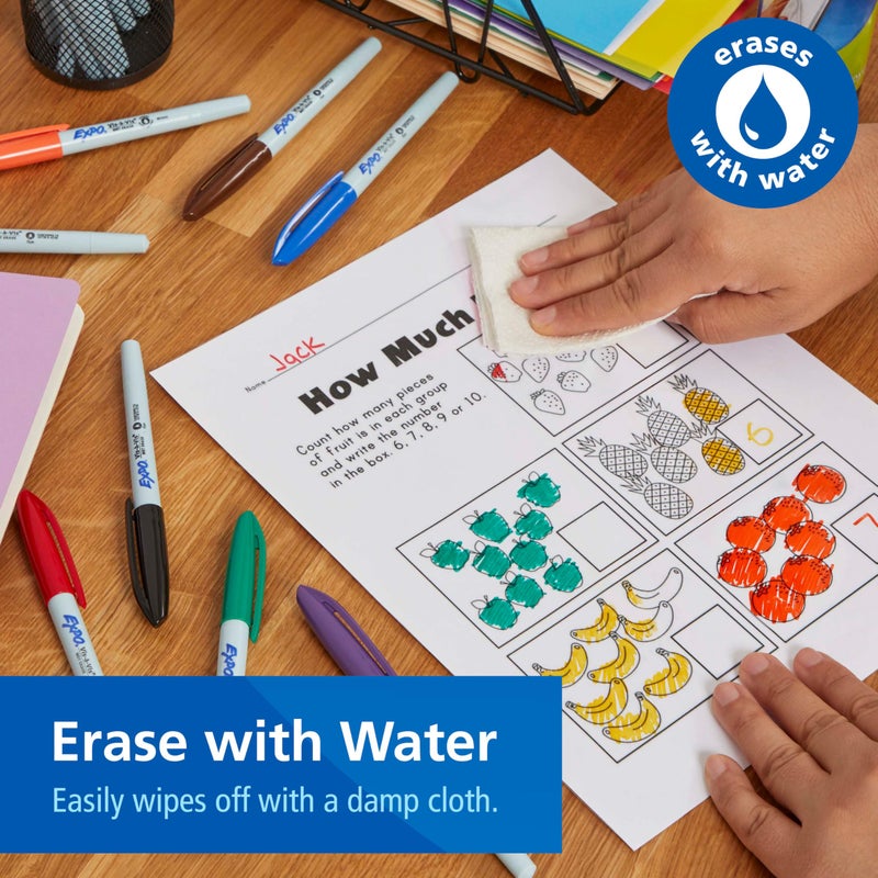 EXPO Vis-a-Vis Wet Erase Marker Set, Fine Tip, Assorted Colors, 8 Count - Image 3