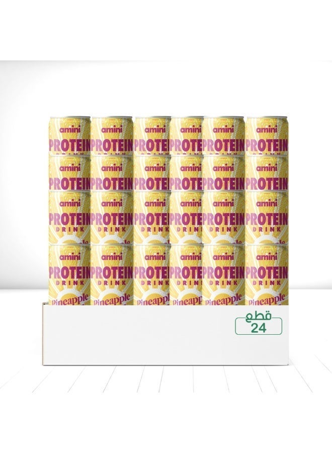 dovember Amini Protein Carbonated  Drink  with free sugar, carbohydrates, and fat – a healthy drink suitable for vegetarians and those on the keto diet Pineapple passion 24*330ml - Image 1