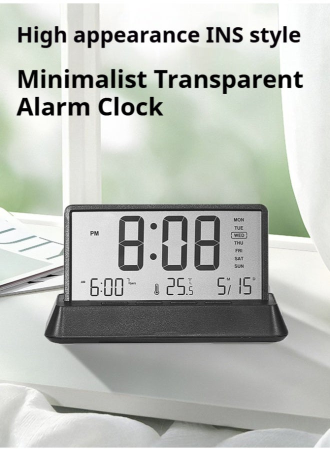 OUTAD LED Digital Alarm Clock, LED Clock, Room Alarm Clock, Creative And Fresh Alarm Clock, Simple Electronic Clock, Multi-Functional Clock, With Large Numbers, Date, Temperature And Daylight Saving Time LED Alarm Clock, Suitable For Modern Office Décor Design, Room, Bedroom And Gift. - Image 3