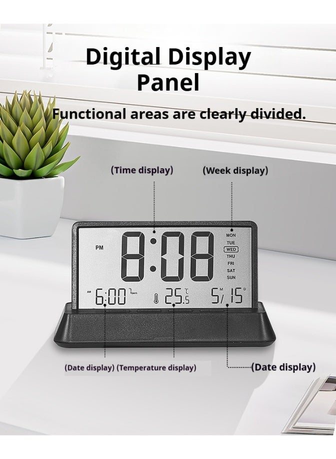 OUTAD LED Digital Alarm Clock, LED Clock, Room Alarm Clock, Creative And Fresh Alarm Clock, Simple Electronic Clock, Multi-Functional Clock, With Large Numbers, Date, Temperature And Daylight Saving Time LED Alarm Clock, Suitable For Modern Office Décor Design, Room, Bedroom And Gift. - Image 5