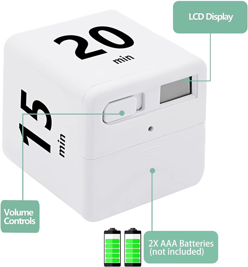 Potency Portable Timer Mini Timers Timers Gravity Sensor Flip Timer Kitchen Timer Workout Timer and Countdown Settings Pre Set Timer 15203060 Minute White - Image 2