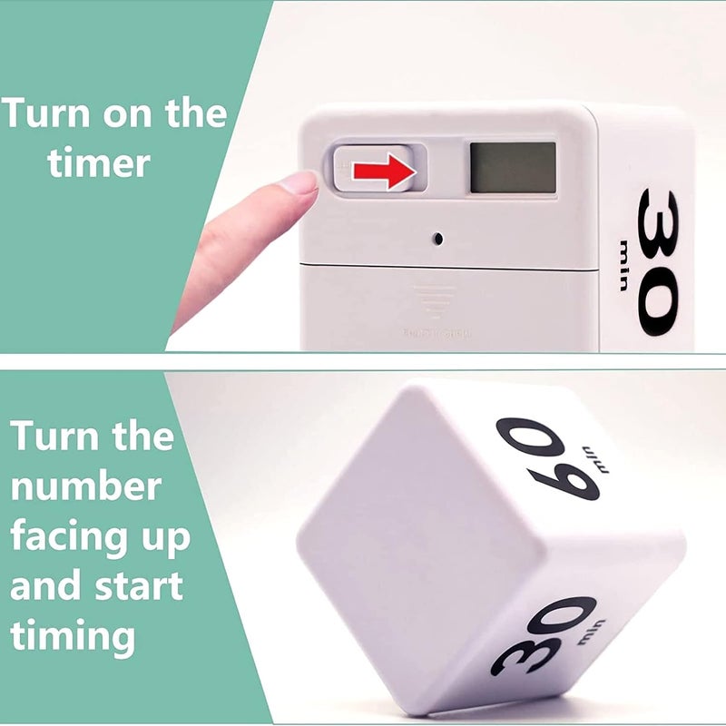 Potency Portable Timer Mini Timers Timers Gravity Sensor Flip Timer Kitchen Timer Workout Timer and Countdown Settings Pre Set Timer 15203060 Minute White - Image 4