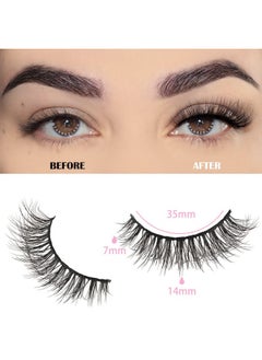 FARRED Lashes Natural Look Short Cat Eye Natural Lashes Fluffy Wispy False Eyelashes 14 Pairs Faux Mink Strip Eye Lashes Pack For Daily Makeup (F2 ; 7 14Mm)  - Image 3