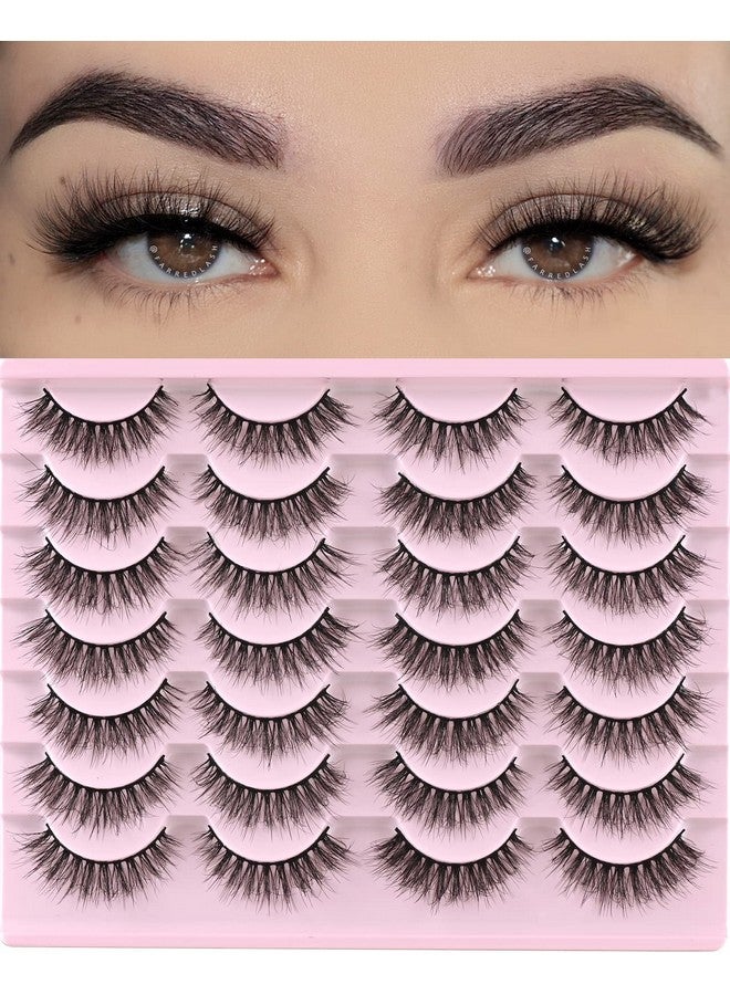 FARRED Lashes Natural Look Short Cat Eye Natural Lashes Fluffy Wispy False Eyelashes 14 Pairs Faux Mink Strip Eye Lashes Pack For Daily Makeup (F2 ; 7 14Mm) - Image 2