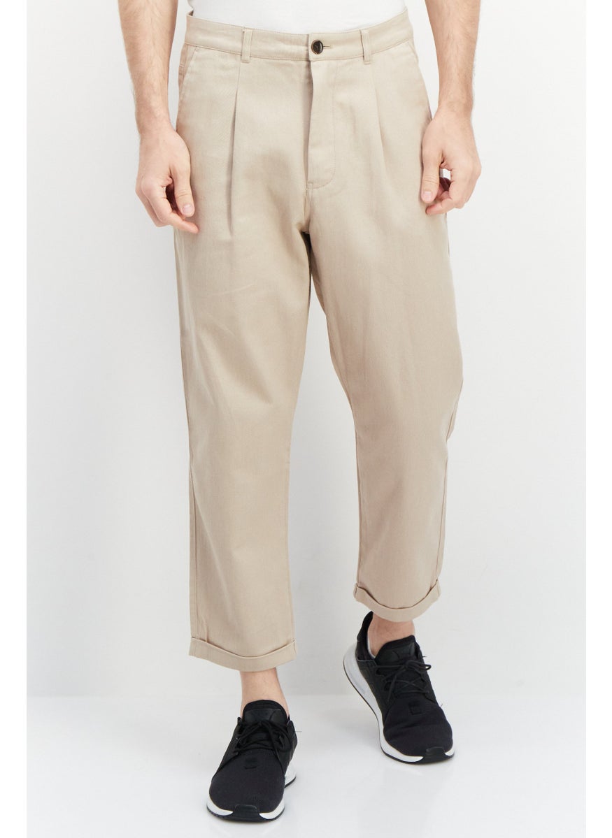 SELECTED Men Regular Fit Solid Chino Pant, Sand  - Image 1