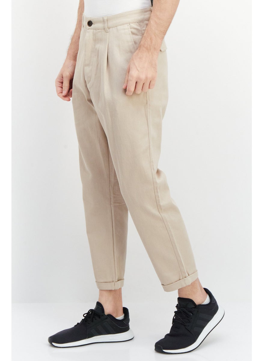 SELECTED Men Regular Fit Solid Chino Pant, Sand  - Image 2