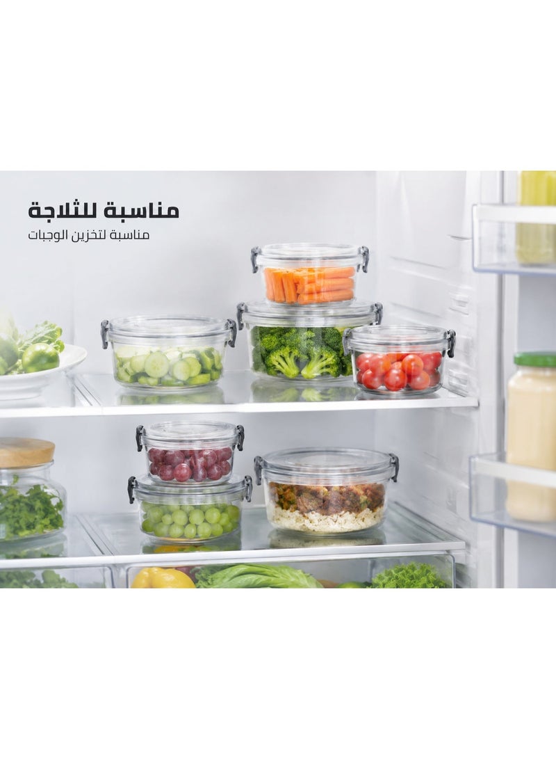 فافيلا طقم علب تخزين طعام بلاستيك شفافة 5 قطع بأحجام مختلفة 300/600/1200/2100/3400 مل – أوعية دائرية قابلة لإعادة الاستخدام بغطاء محكم للمطبخ والثلاجة – كود 9025 - Image 3