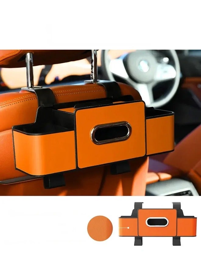 Generic Car Organizers A leather car seat back storage bag with foldable table support, and a multi-pocket hanging storage bag for car seat backs  - Image 3