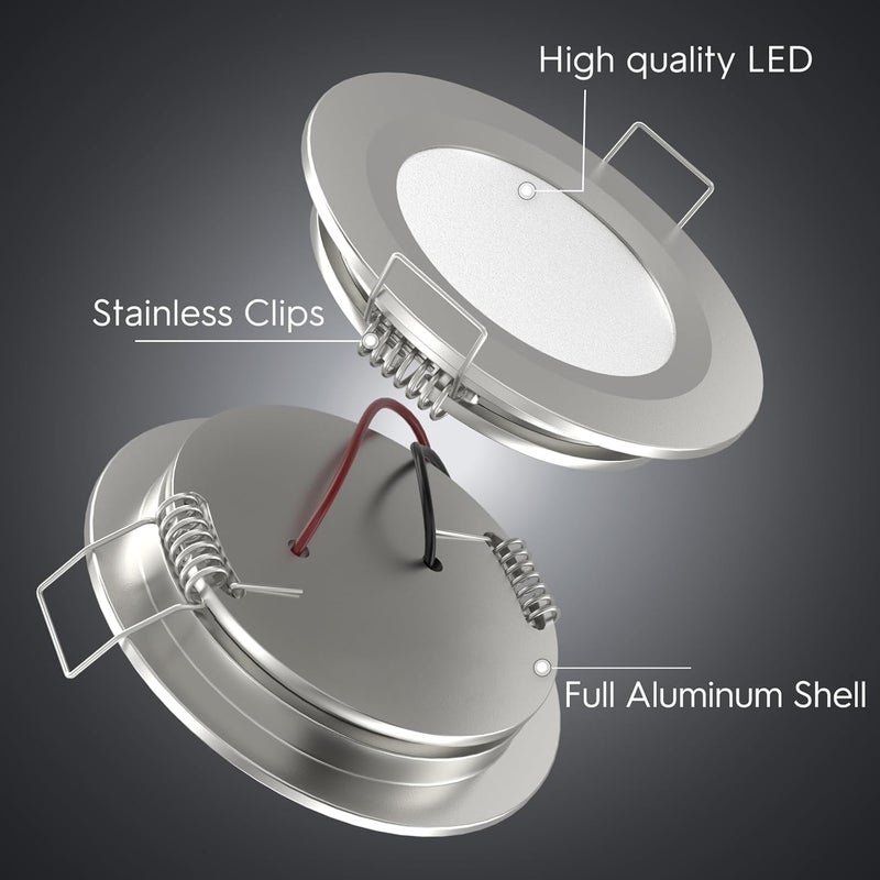acegoo RV Boat Recessed Ceiling Light 4 Pack Super Slim LED Panel Light DC 12V 3W Full Aluminum Downlights, Warm White (Silver) - Image 4