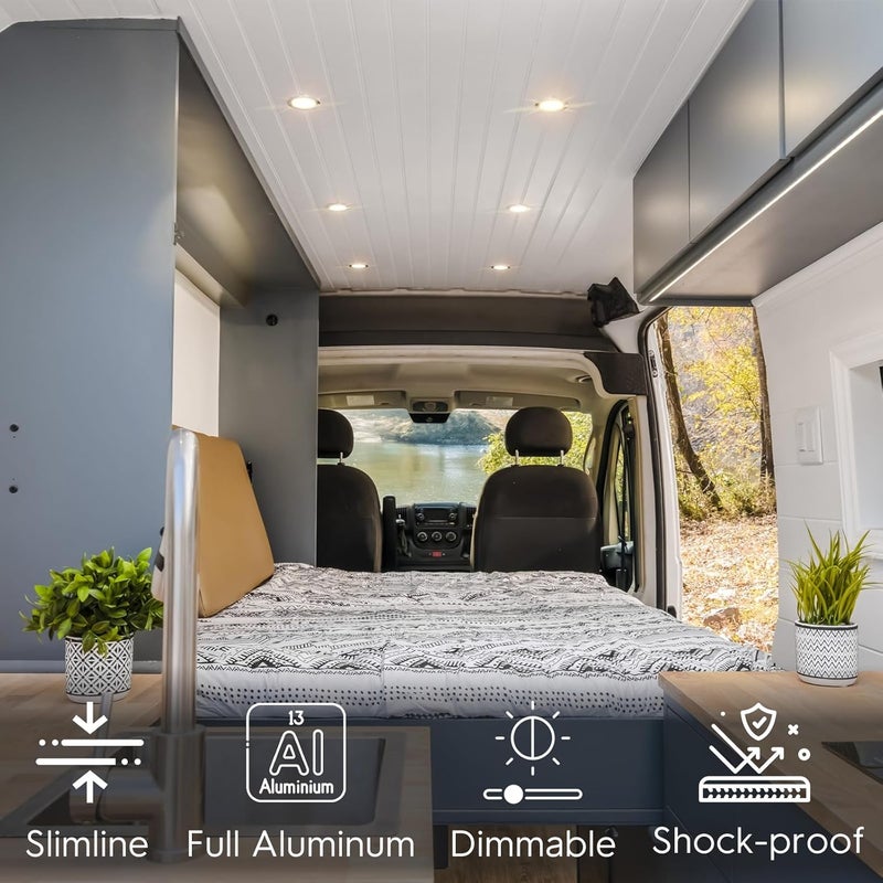 acegoo RV Boat Recessed Ceiling Light 4 Pack Super Slim LED Panel Light DC 12V 3W Full Aluminum Downlights, Warm White (Silver) - Image 5