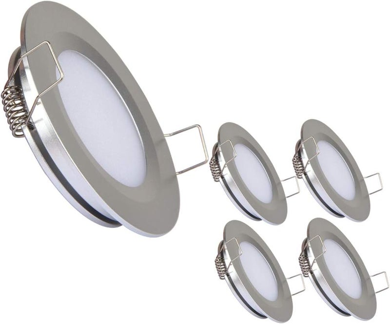acegoo RV Boat Recessed Ceiling Light 4 Pack Super Slim LED Panel Light DC 12V 3W Full Aluminum Downlights, Warm White (Silver) - Image 1