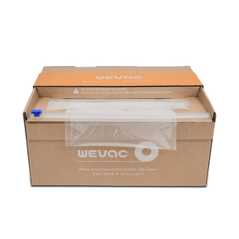 Wevac 8''x100' & 11''x100' 2 Rolls Food Vacuum Seal Roll Keeper with Cutter, Ideal Vacuum Sealer Bags for Food Saver, BPA Free, Commercial Grade, Great for Storage, Meal prep and Sous Vide - Image 4