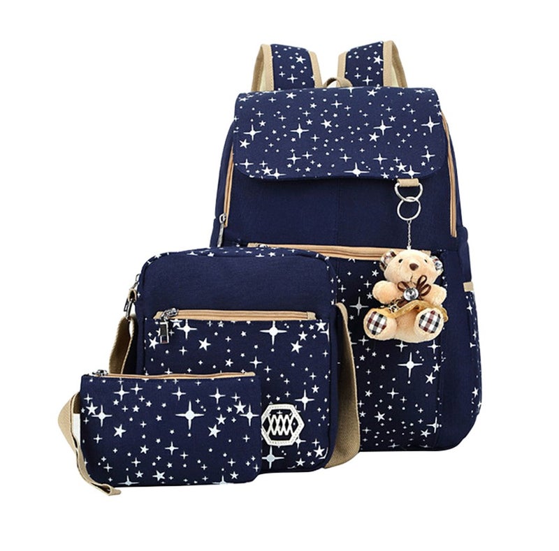 Bansusu Star Print Girls Backpacks Set for School School Bags Backpack Bookbags for Teens Girls with Crossbody Bag 3 Pieces - Image 2