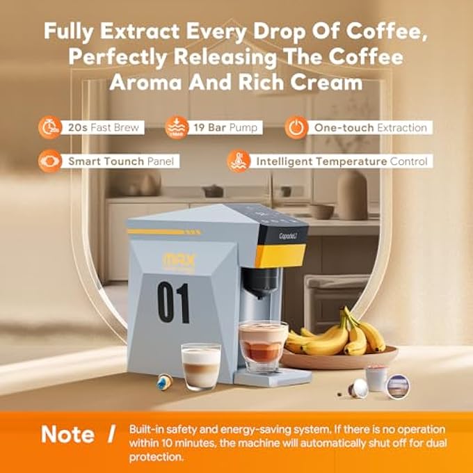 RECAFIMIL Multifunctional 4 In1 Espresso Machine 19Bar Pressure Single Serve Coffee Maker For Ns OriginalKCupDolce Gusto Capsule And Ground Coffee Grey - Image 5